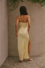 Olive Branch One Shoulder Maxi Dress Yellow