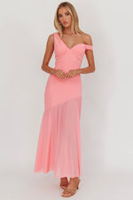 Treasure Sheer Hem Maxi Dress Pink