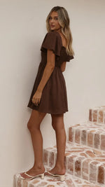 Molly Linen Mini Dress - Chocolate