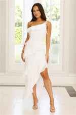 Embrace The Dream One Shoulder Midi Dress White