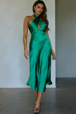 Je Reve Twist Halterneck Midi Dress Green