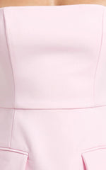 Garrett Mini Dress - Square Neck Fit And Flare Dress in Pink