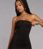 Own The Room Faux Suede Mini Tube Dress