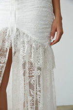 Aphrodite Lace Ruched Rosette Maxi Dress