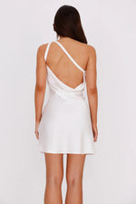 For The Catwalk One Shoulder Satin Mini Dress White