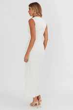 Daleela Asymmetric Neckline Maxi Dress Vanilla