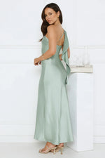 Romantic Tales Satin One Shoulder Maxi Dress