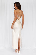HELLO MOLLY The Samara Satin Maxi Dress Pearl