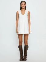 Eberta Ruched Baby Doll Mini Dress White