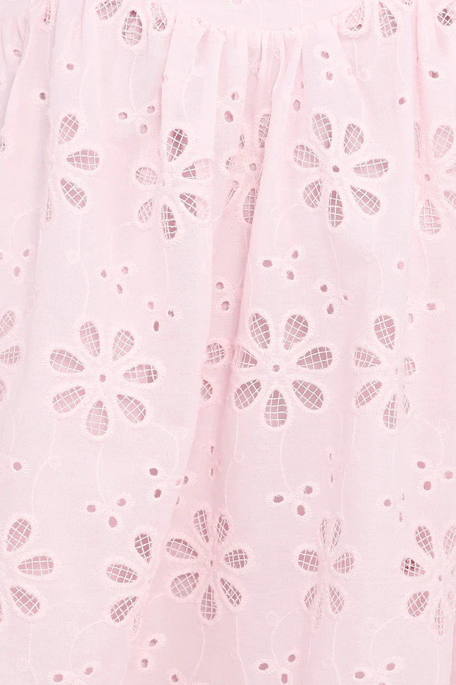 Lynne Mini Dress - Pink Broderie
