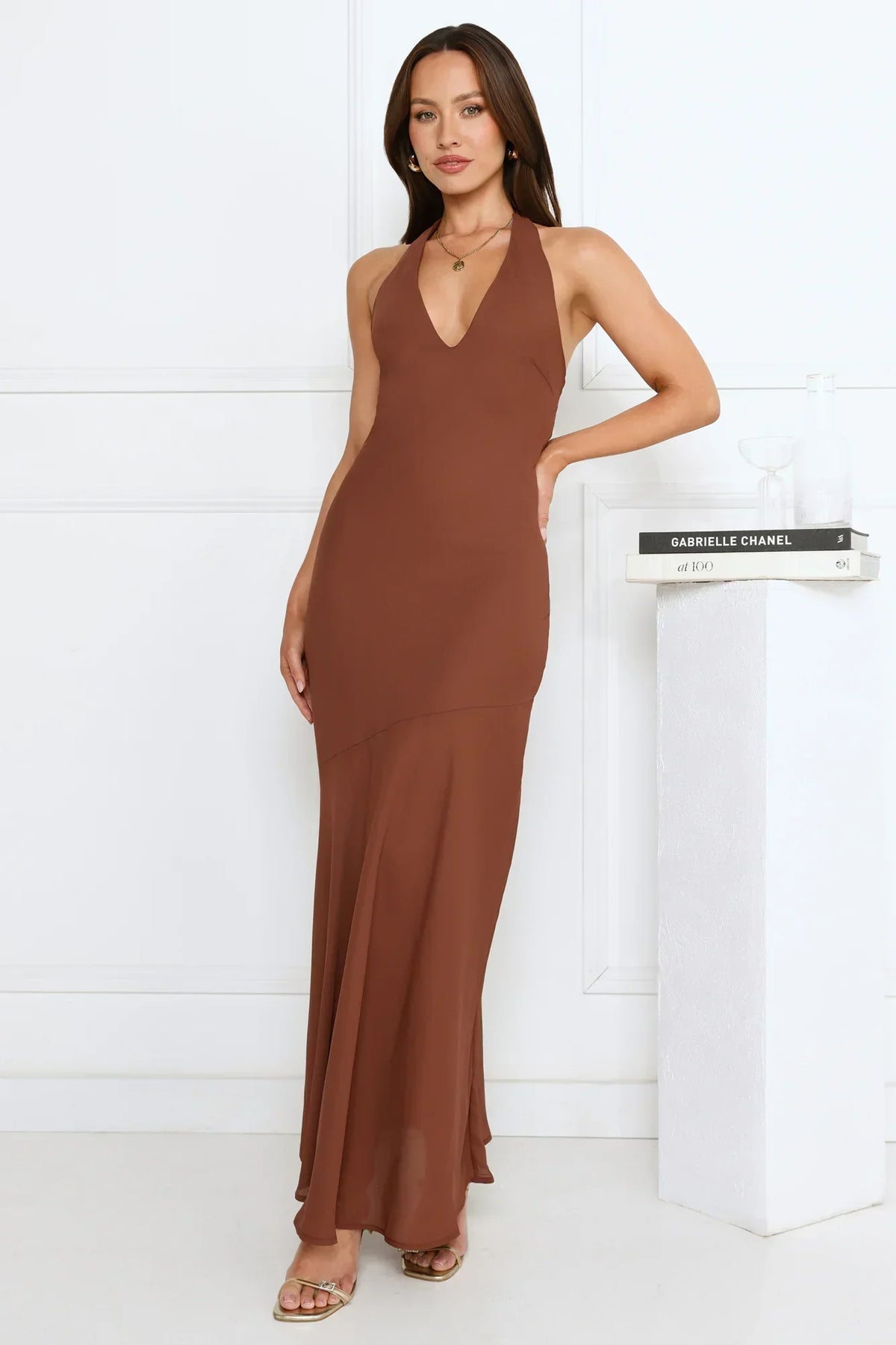 Polished Edge Halter Maxi Dress