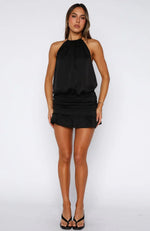 No Second Thoughts Halter Mini Dress Black