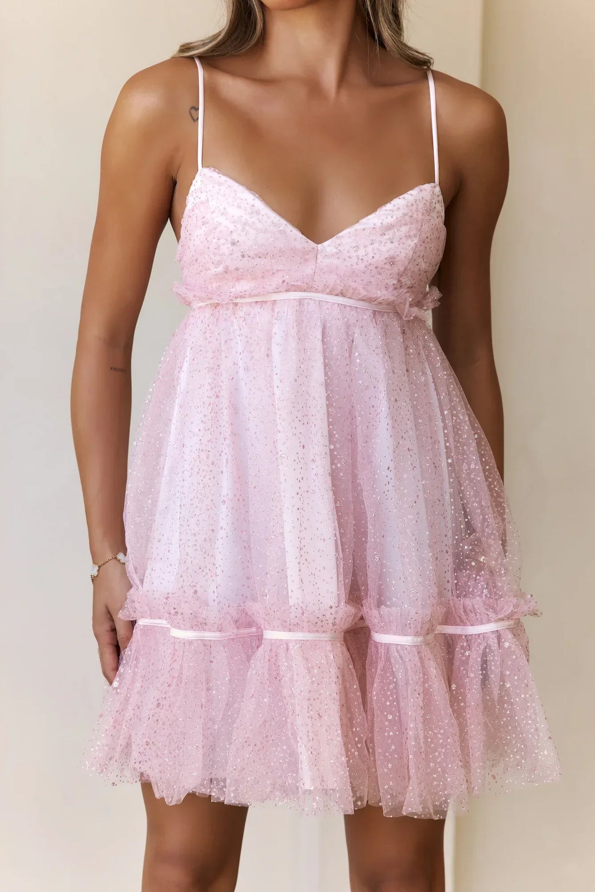 Luxe Enchantment Glitter Mini Dress Pink
