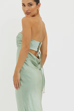 Moon Song Strapless Laced Back Dress Matcha