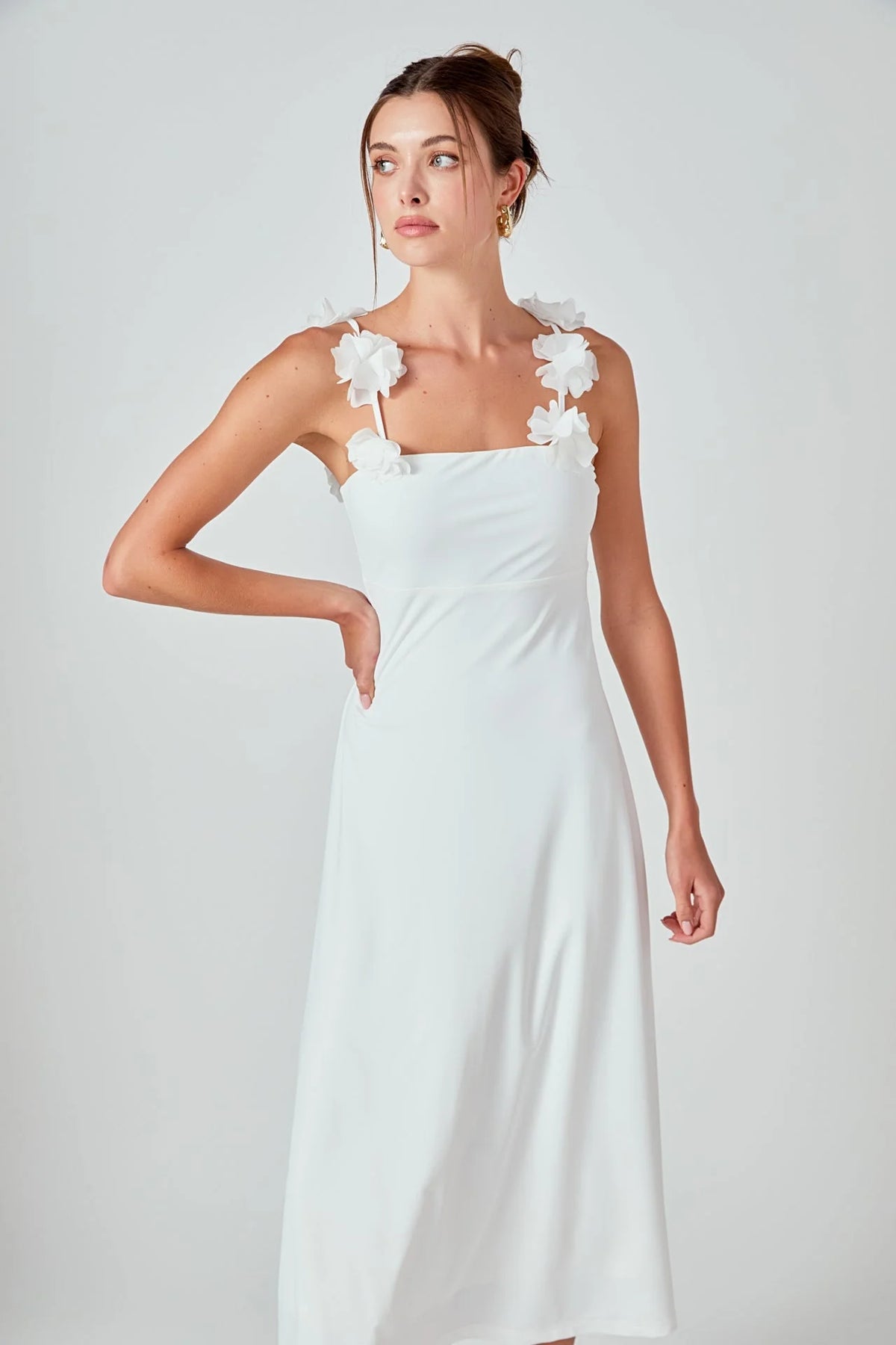 Rosette Shoulder Maxi Dress