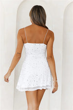 HELLO MOLLY Extra Diamonds Mesh Mini Dress White