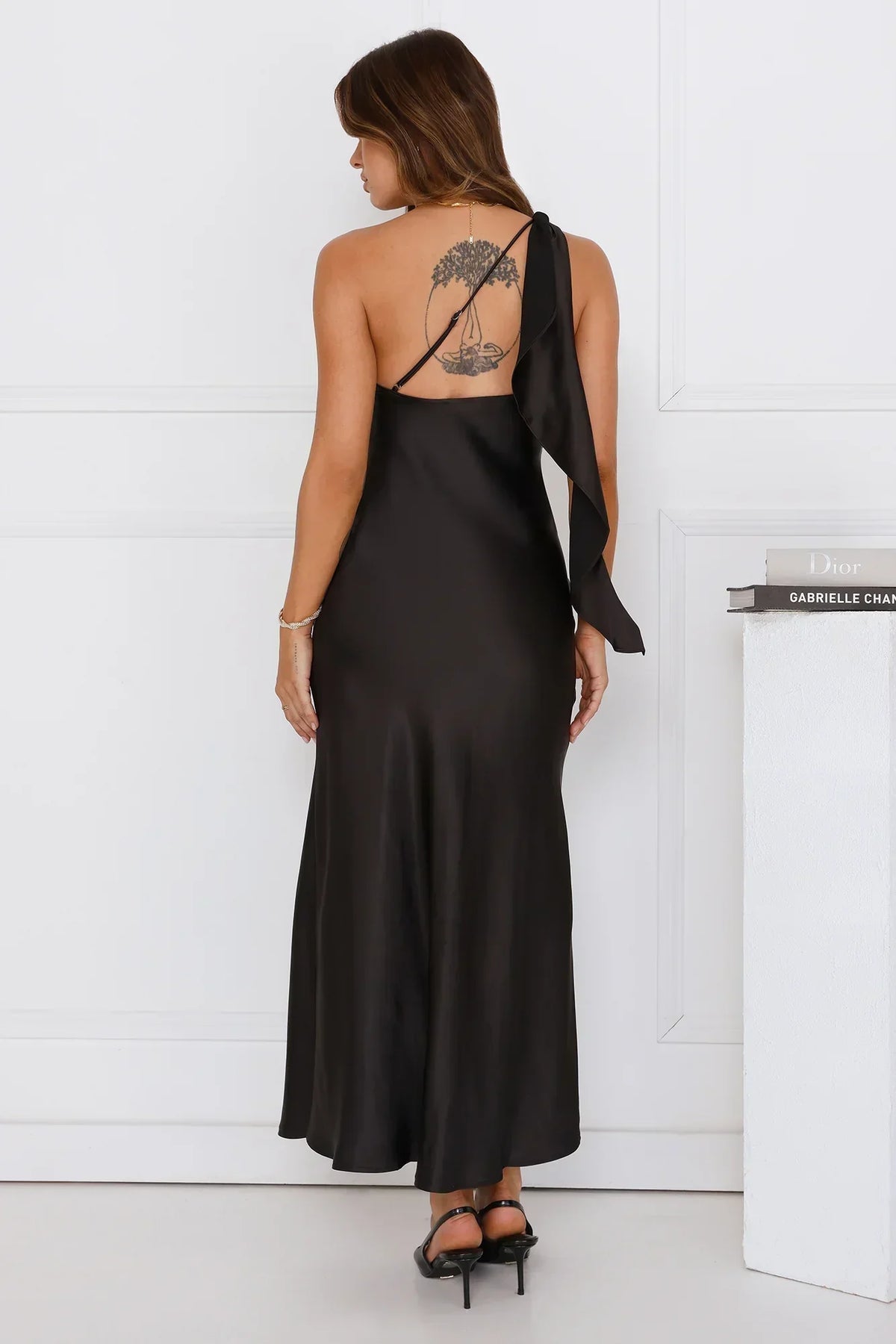 Romantic Tales Satin One Shoulder Maxi Dress