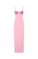Motel Mermaid Beaded Maxi Dress Candy Pink
