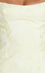 Orla Mini Dress - Jacquard Scoop Neck Fitted Dress in Lemon
