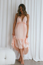 Providence Strappy Back Midi Dress Peach