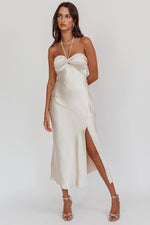 Kindred Spirit Strapless Gathered Bust Midi Dress Champagne