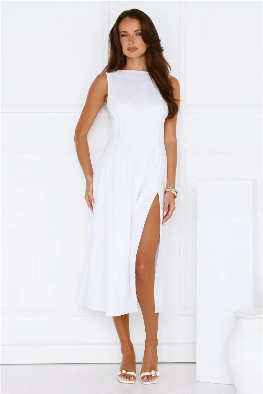 Sun Drenched Days Midi Dress White