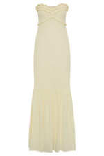 Olivette Strapless Chiffon Maxi Dress - Lemon Sherbet