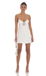Lace Cutout Slip Dress in White