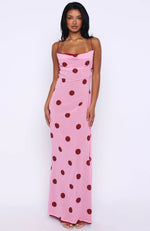 Peony Pop Maxi Dress Pink Polka Dot