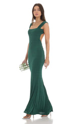 Open Back Maxi Dress in Green