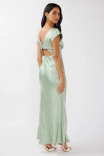 Lucinda V-Neck Twist Back Midi Dress Sage