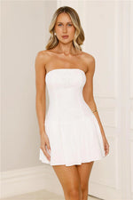 Hibiscus Kiss Strapless Mini Dress White