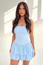 Libby Strapless Mini Dress - Blue