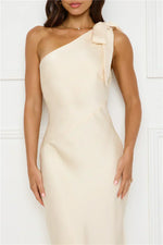 Night Of Distinction One Shoulder Satin Maxi Dress