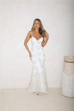 On The Silver Screen Sequin Maxi Dress Off White