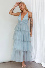 Auguste Tiered Frill Midi Dress Sage Green