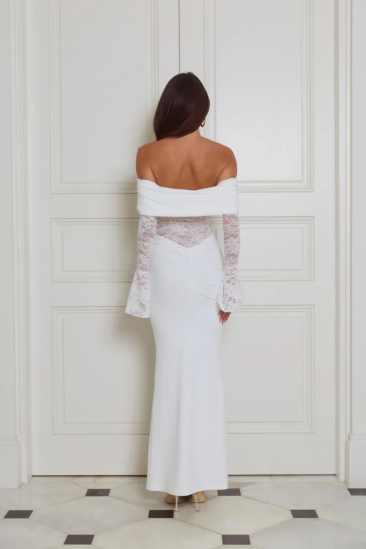 Luxe Temptress Off Shoulder Maxi Dress White