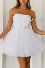 Princess Luxe Tulle Strapless Mini Dress White