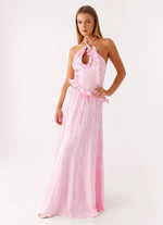 Mariella Linen Maxi Skirt - Pink