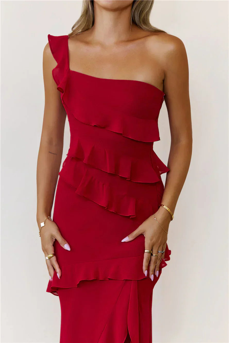 Out Late Look Great One Shoulder Maxi Dress