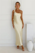 Romantic Tales Satin One Shoulder Maxi Dress