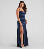 Marissa Formal Satin Cowl Neck Dress