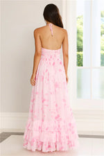 Floral Essence Halter Maxi Dress Pink
