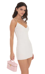 Mini Ruffles Bodycon Dress in White