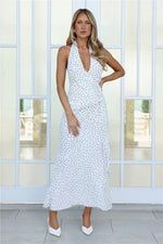 Polka Dot Love Halter Maxi Dress White