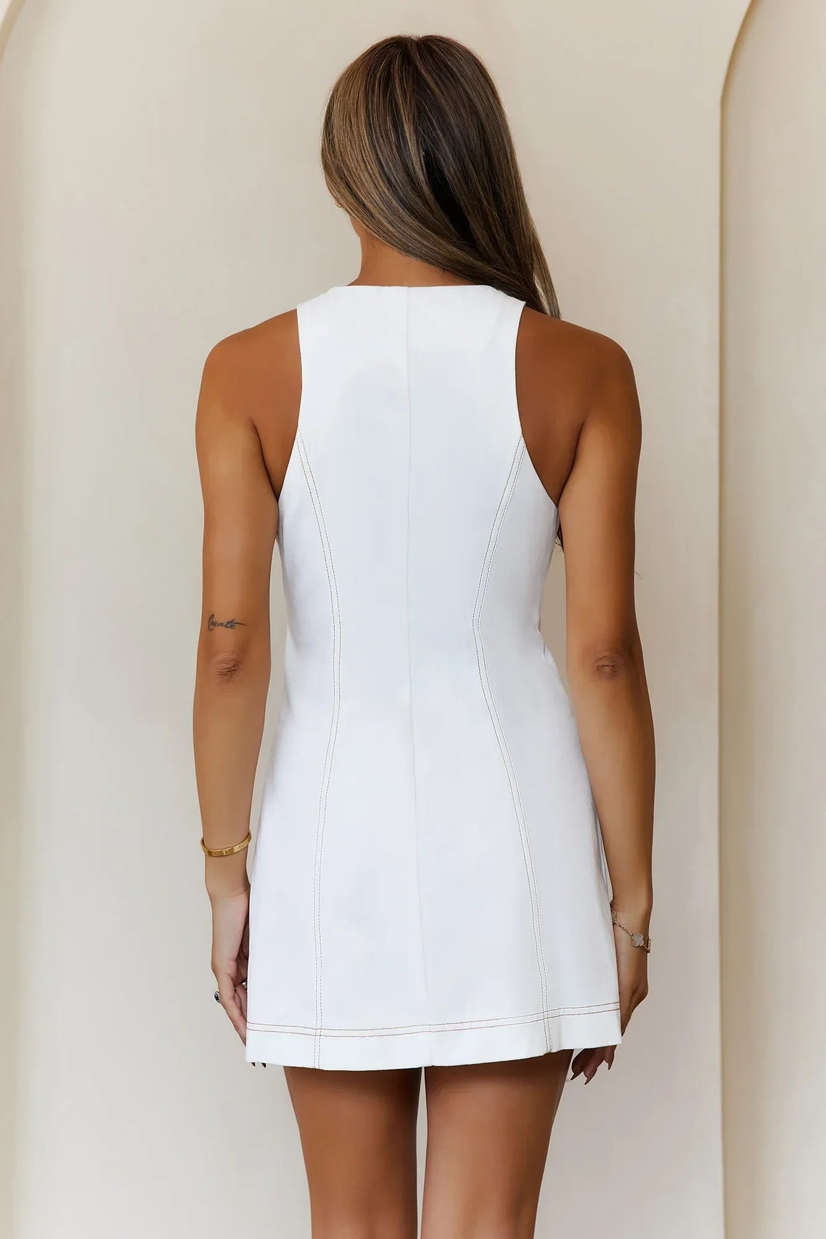 Sleek Vibes Denim Mini Dress White