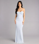 Iris Satin Tie-Back Mesh Mermaid Dress