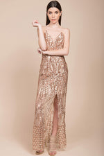 Miya Sequin Gala Dress Rose Gold