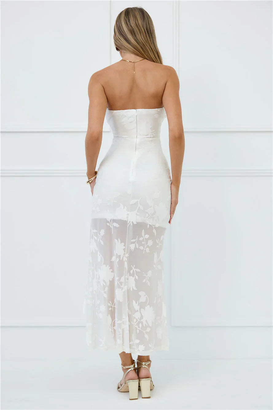 Pretty Moods Only Strapless Maxi Dress White