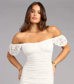 Looking Cute Lace Flutter Sleeve Mini Dress
